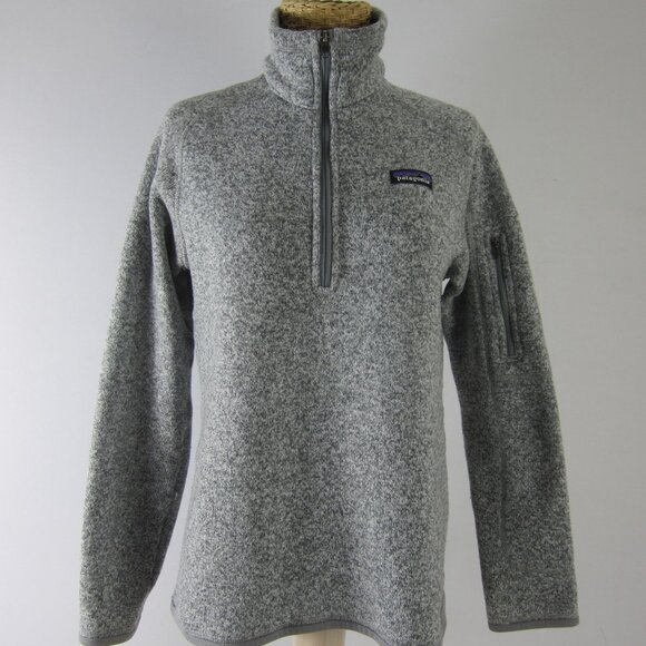 Patagonia Womens Medium Gray Heather LS Better Sweater 1/4-Zip Fleece Pullover - Picture 1 of 11